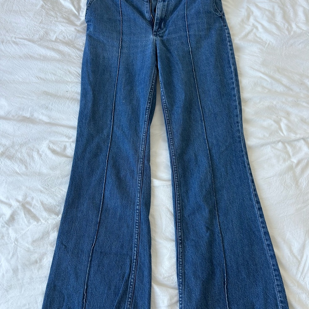 & Other Stories Blue Flare Wide Leg Jeans